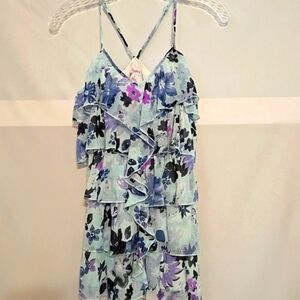 Candies, Top, Ruffled, Layered,  Sz Sm, Racerback Tank, Blouse, Purple, Blue